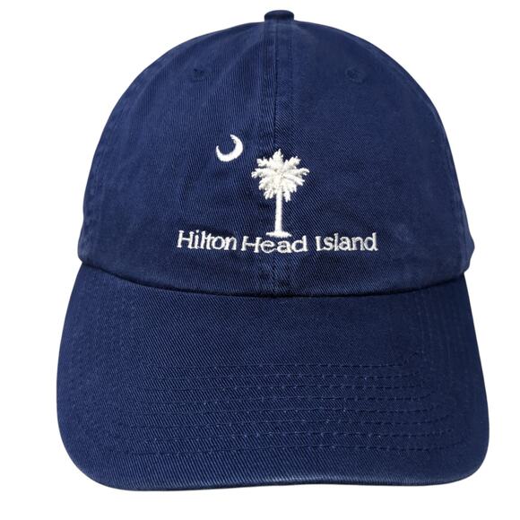 Hilton Head Island Slideback Baseball Cap Blue One Size Adjustable Cotton Perrin - Picture 1 of 9